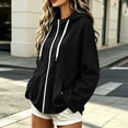 thumbnail image 6 of WIZUTIZ Women's Zip Up Hoodie Jacket Double Pockets Solid Color Long Sleeve Winter Casual, 6 of 7