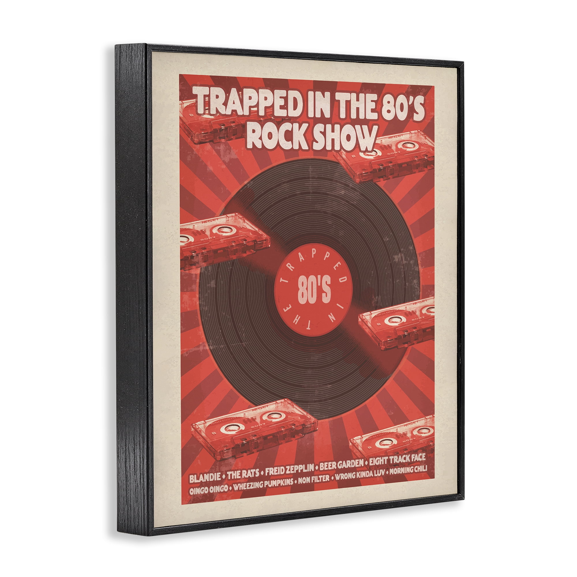 Stupell Industries Trapped in 80s Rock Show Black Framed Giclee Art, design by Old Red Truck