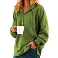 thumbnail image 1 of MAWCLOS Sweat à Capuche Femme Col en V Pull Décontracté Automne Manches Longues Vert 4TG, 1 of 4
