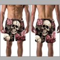 thumbnail image 3 of luoweisi Men's Beach Shorts Quick Dry Swim Trunks with Mesh Lining Roses and Skull XL, 3 of 5