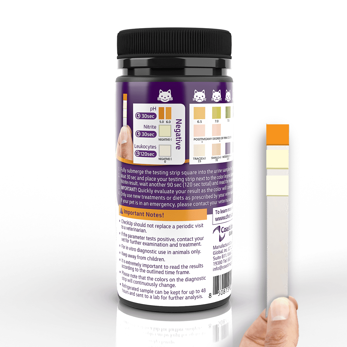 CheckUp Dog and Cat Urine Testing Strips for Detection of UTI 50 count