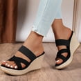 thumbnail image 2 of Dakaela Women's Wedge Sandals Platform Espadrille Heels Open Toe Strappy Slip on Dressy Casual Summer Slide Shoes with Criss Cross Strap Light Blue Size 9, 2 of 7