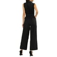 thumbnail image 3 of INSPIRE CHIC Women's Ankle Tie Waist Workwear Button Front Sleeveless Jumpsuit S Black, 3 of 8