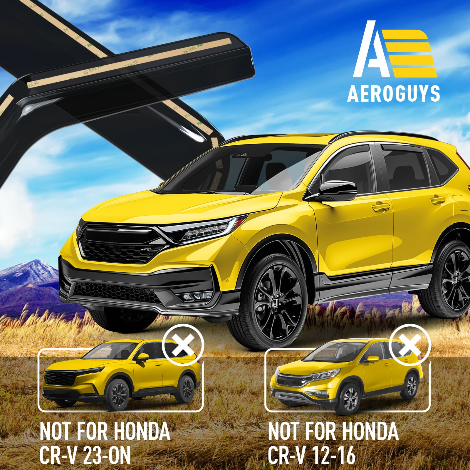 AEROGUYS in-Channel Window Deflectors Extra Durable Window Visors Rain Guards Fit for Honda CR-V 2017-2022, Sun Visors, Wind Deflectors, Vent Visors, Car Accessories - 4pcs. AG0479