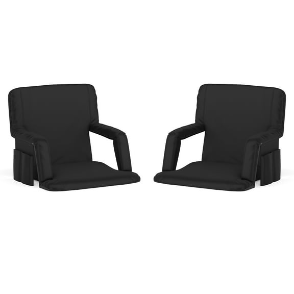 Flash Furniture Malta Fabric Stadium Chair (2 Pack), Black