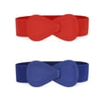 thumbnail image 1 of Cinturones De Cintura Para Mujer Para Vestido Hebilla Entrelazada Cinturones Elásticos Delgados Azul rojo 68.6cm/27", 1 of 7