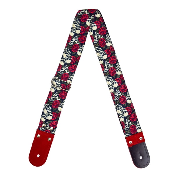 Correa para guitarra Strap o Tahali para guitarra acústica, bajo eléctrico, guitarra eléctrica Kidam Calaberas & Rosas