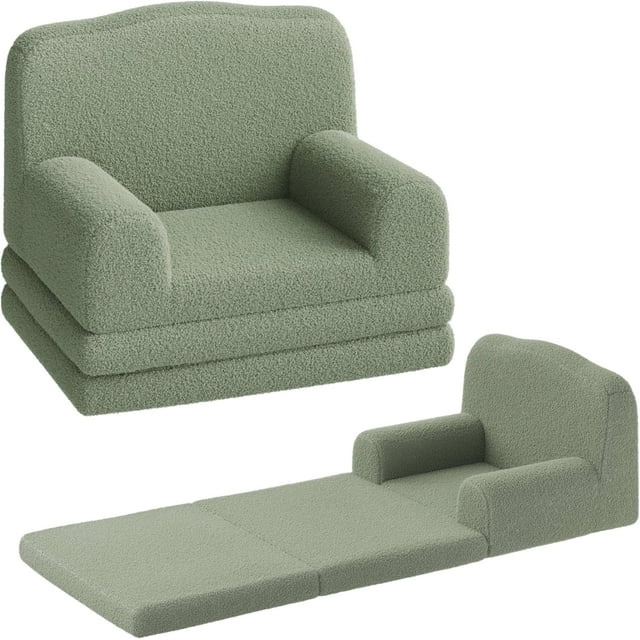 Silla de sofá para niños, con Funda Lavable, diseño de Corona, cómoda Silla de Lectura para niños, sofá Cama Plegable para Sala de Juegos, guardería, niñas y niños