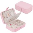 thumbnail image 1 of Jewelry Box Faux Leather: Earrings Organizer Case Vanity Storage Box with Mirror, 1 of 5