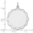 thumbnail image 2 of Solid 925 Sterling Silver Engravable Front / Back Disc Charm Brushed Matte Finish Pendant - 31mm x 26mm, 2 of 4