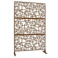 thumbnail image 3 of Outdoor & Indoor Privacy Screen Metal Privacy Screen 76" H×48" W, Freestanding Decorative Privacy Screen for Deck Balcony Patio, Privacy Fence Panels for Outside Lawn Garden PS114 BROWN, 3 of 9
