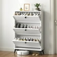 thumbnail image 4 of Shoe Cabinet White with 3 Flip Drawers Hidden Shoe Storage Narrow Shoe Closet for Entryway Slim,White, 4 of 8