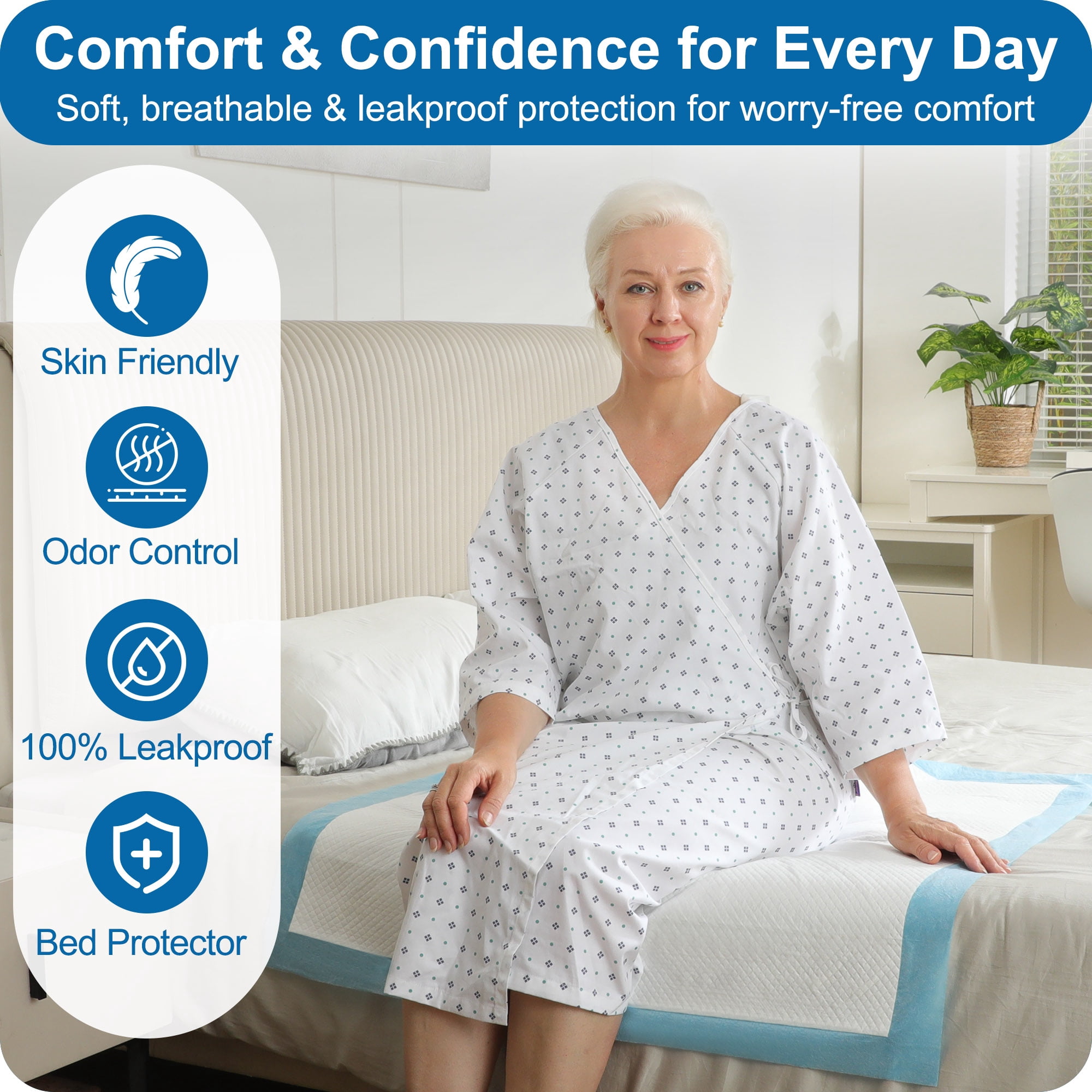 KEKOY Bed Pads for Incontinence Disposable, Maximum Absorbent Bed Pads, 30 x 36 Waterproof Underpads, Disposable Underpads for Adults, XL, 30 Count
