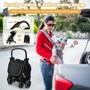 Infans Portable Baby Stroller One-Hand Fold Pushchair W/ Aluminum Frame Black