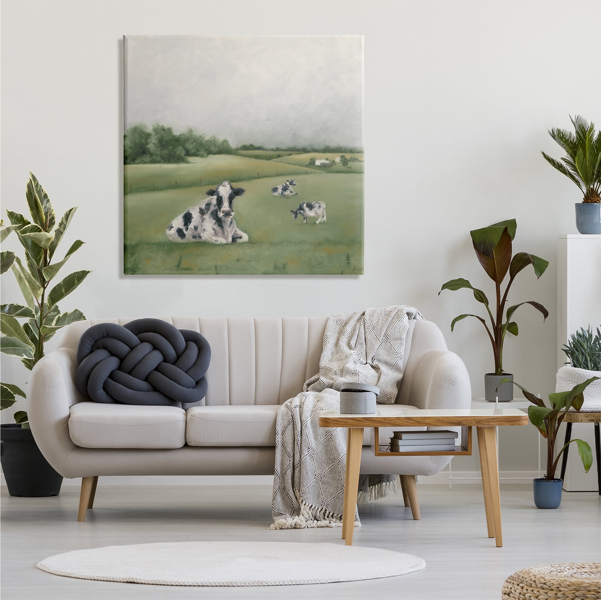 Stupell Industries Dairy Cows Grazing in Rolling Green Field Farms, 36 x 36, Designed by Hollihocks Art