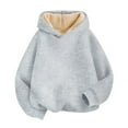 thumbnail image 4 of KAUOD Kids Fleece Lined Hoodies Plain Thick Warm Winter Pullover Sweatshirts Boys Girls Oversized Fuzzy Hoodie Clothes, 4 of 4