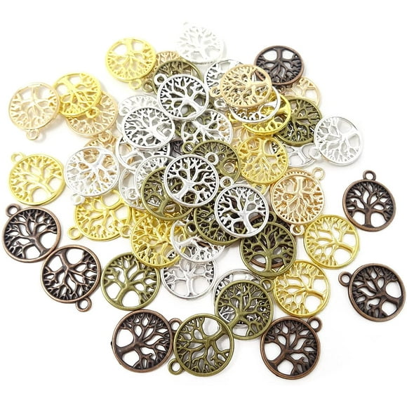 60PCS Alloy Tree of Life Charms Pendants Sephirothic Tree Lucky