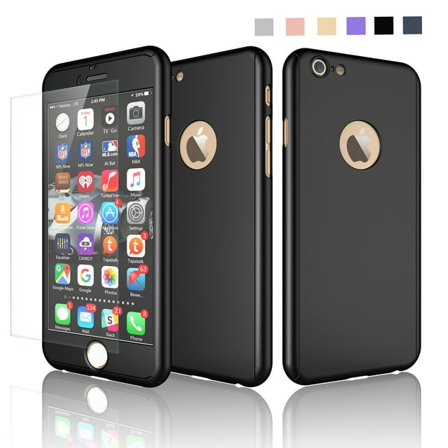 iPhone 6S Case, iPhone 6 Sturdy Case, Thin Exact-Fit Premium Matte Finish Dual Layer Hard Case For iPhone 6S / 6 with Tempered Glass Screen Protector For iPhone 6S / 6 4.7 -Blue