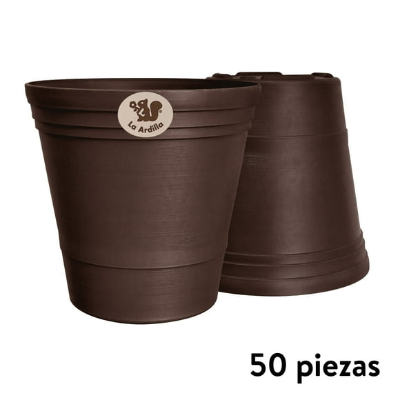 Kit 50 Macetas de plástico La Ardilla para exterior e Interior (Chocolate)