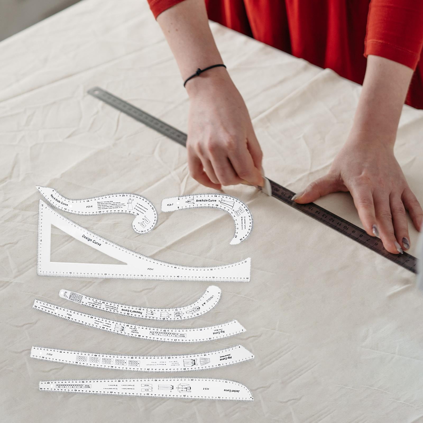 7Pcs Acrylic Sewing Ruler Multifunctional Ruler Needlework Clothing Craft Metric Ruler Sewing Template for Pattern Maker