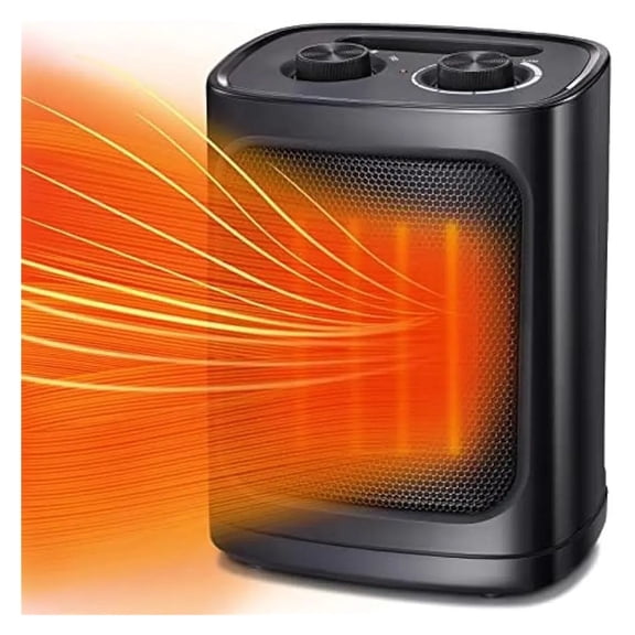 Small Space Heater For Indoor Use, Electric Ceramic Space Heater, With Adjustable Thermostat 1500W ,Warm Any Angle