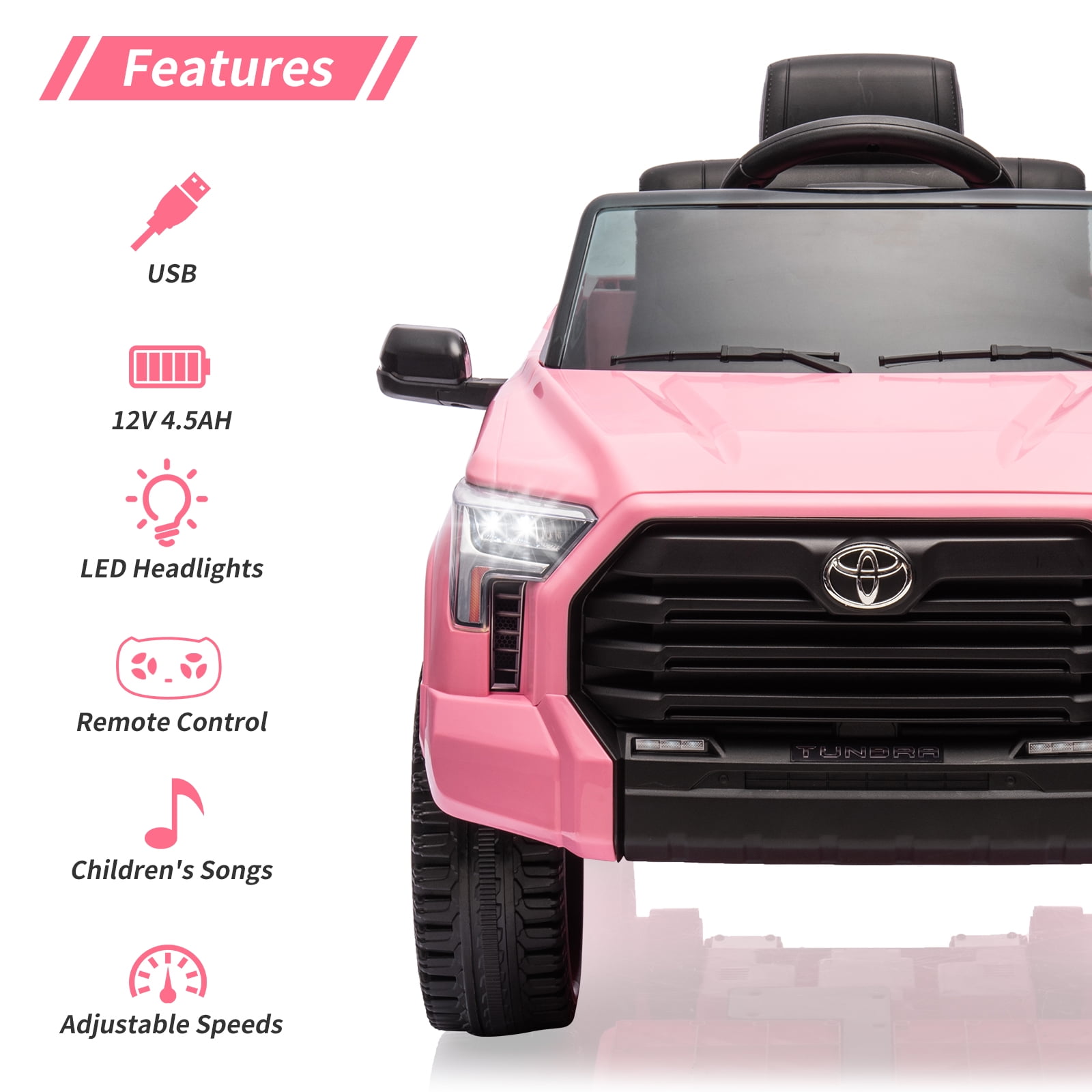 EastVita 12V Ride on Car [Toyota Licensed] Ride on Toys, Battery Powered Electric Car with Remote Control, MP3, LED Lights, Safety Belt etc. for 3 Age +Boys Girls