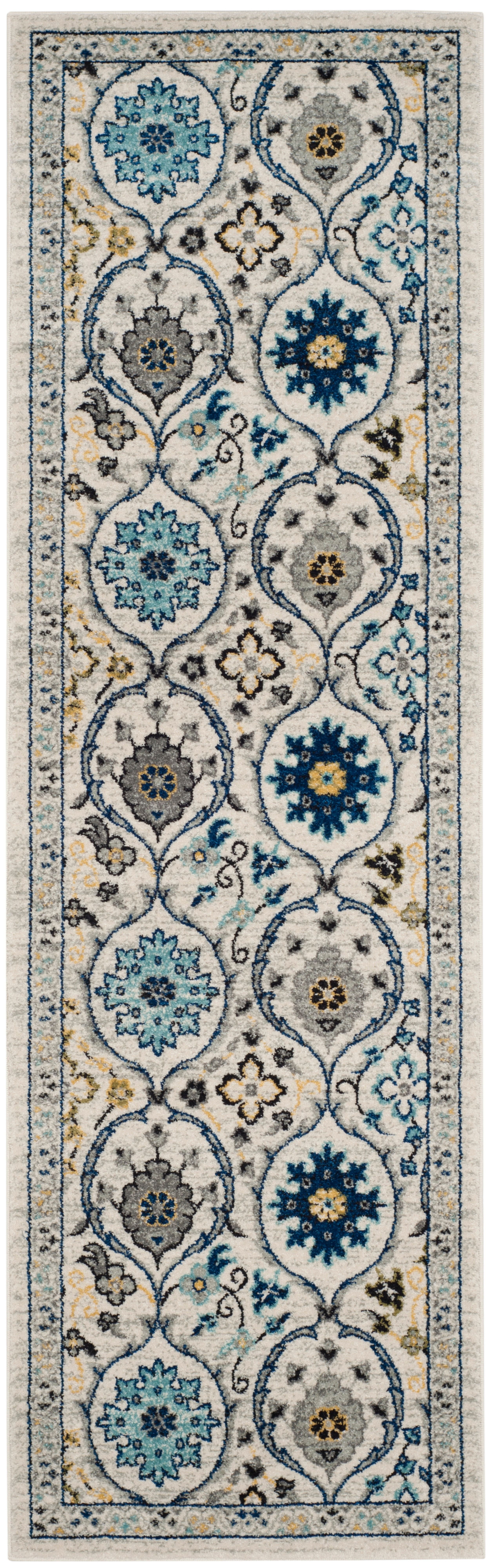 SAFAVIEH Evoke Charlotte Floral Runner Rug, Ivory/Blue, 2'2" x 5'