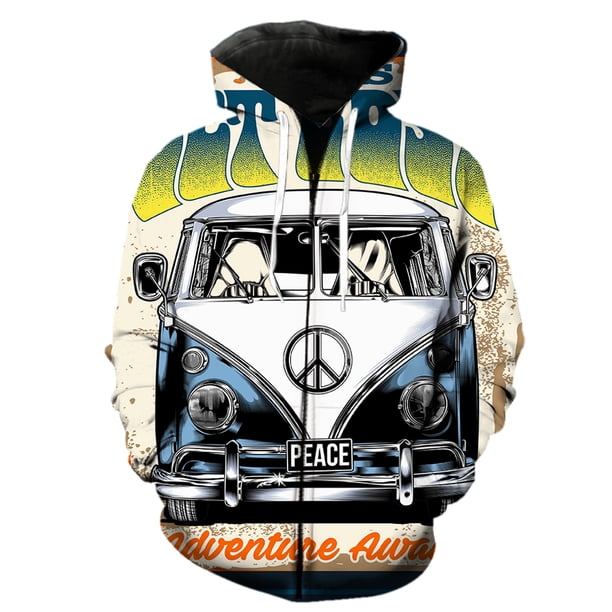 Sudadera con capucha y cremallera para hombre, diseño de coche clásico de dibujos animados, divertida, para adolescentes, primavera 2024, gran oferta, con estampado 3D, informal, con capucha, estilo h