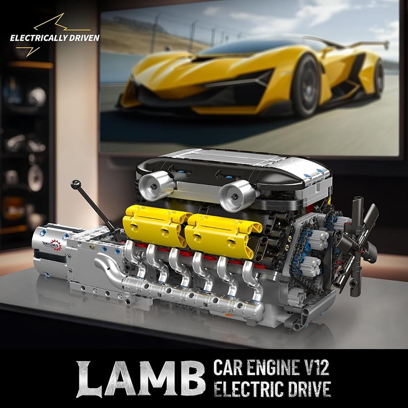 SNOWEAGLE  V12 Engine Model kit That Runs - Build Your Own STEM V8 Model Engine for Adults, 12-Cylinder Car Engine, Shiftable Gear Operation, Mechanic Engineering Construction Set (1260 PCS)