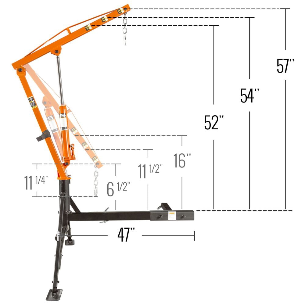 Apex HMC-1000 Hydraulic Hitch-Mount Pickup Truck Jib Crane - 1,000 lb Cap
