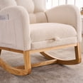 thumbnail image 4 of Beige White Accent Rocking Chair with Footrest & Storage Pocket, High-Back Teddy Fabric Rocker, Rubber Wood Lounge Chair for Living Room, Bedroom, 4 of 8
