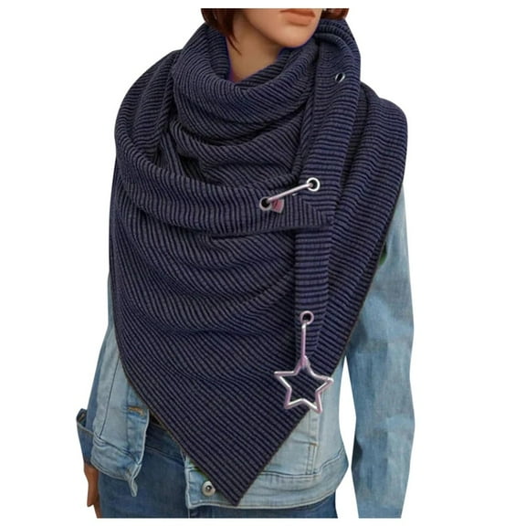 AWZXDE Women's Solid Color Oversized Fashion Scarf Wide Wrap for Stylish Winter & Fall Blue,One Size