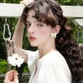 thumbnail image 3 of Gold Bow Earrings for Women Teen Pink Bowtie Dainty Long Tassel Drop Stud Trendy Statement Jewelry Gift, 3 of 14