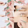 thumbnail image 4 of HANTEKAS Set de manicura 10 en 1 de acero inoxidable, cortaúñas, tijeras, kit de herramientas de pedicura, kit de aseo de viaje portátil para hombres y mujeres con estuche de cuero (verde jade), 4 of 5