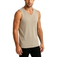 thumbnail image 6 of cllios Tank Tops Men Soft Comfy V Neck Sleeveless T Shirts Solid Color Lightweight Loose Fit Tank Top for Casual Summer Khaki XXXXL, 6 of 6
