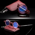 thumbnail image 2 of Folding Reading Glasses Blue Light Blocking Round Pocket Reader w/ Keychain Box, 2 of 4