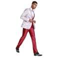 thumbnail image 2 of Tazzio Skinny Fit Floral 3 Piece Suit Set with Solid Satin Vest and Pants, 2 of 4