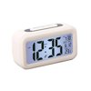1111Fourone Temperature Digital Electronic Alarm Clock Backlight Calendar Snooze Function Bedside Alarm Clocks,White