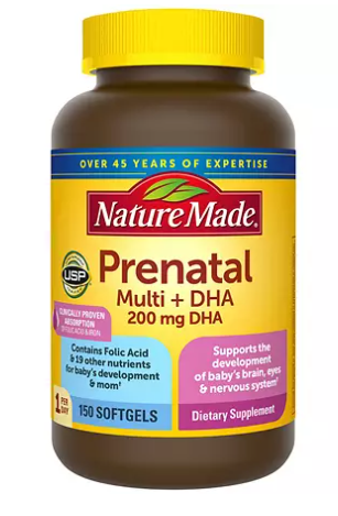Nature Made Prenatal + DHA, 200mg Softgels (150 ct.)