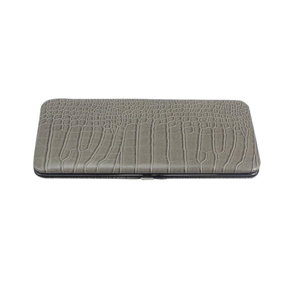 Chicastic Faux Snakeskin Leather Flat Hard Case Clutch Wallet - Silver Grey Big