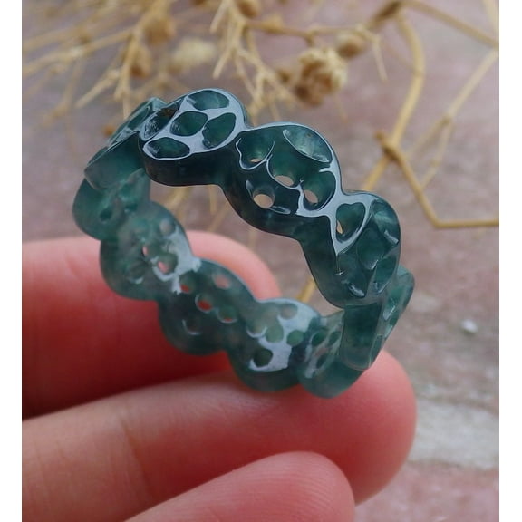 Certified Icy Green Burma 100% Natural A JADE Jadeite Coin RING USA. 10.5 RING 671248 TN