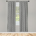 thumbnail image 3 of Ambesonne Vintage Curtains, Jumble Grid Floral Details, Pair of 28"x63", Charcoal Grey and White, 3 of 5