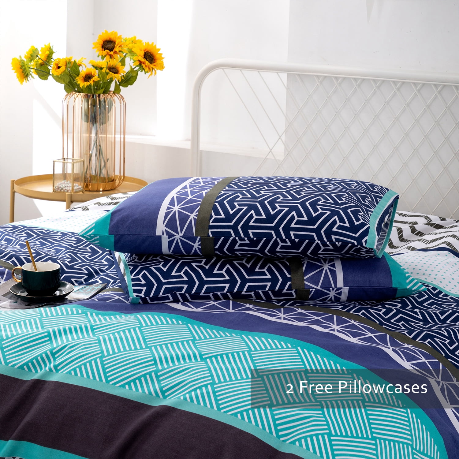 JML Queen Size Duvet Cover Set 3 Piece-Printed Microfiber Comforter Cover with Zipper Closure