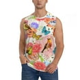 thumbnail image 2 of Lsque Flowers And Birds Watercolor Print Men's Cotton Blend Sleeveless Muscle Shirts (S-3XL)- Moisture Wicking, Odor Protection, UPF 30+,X-Large, 2 of 8