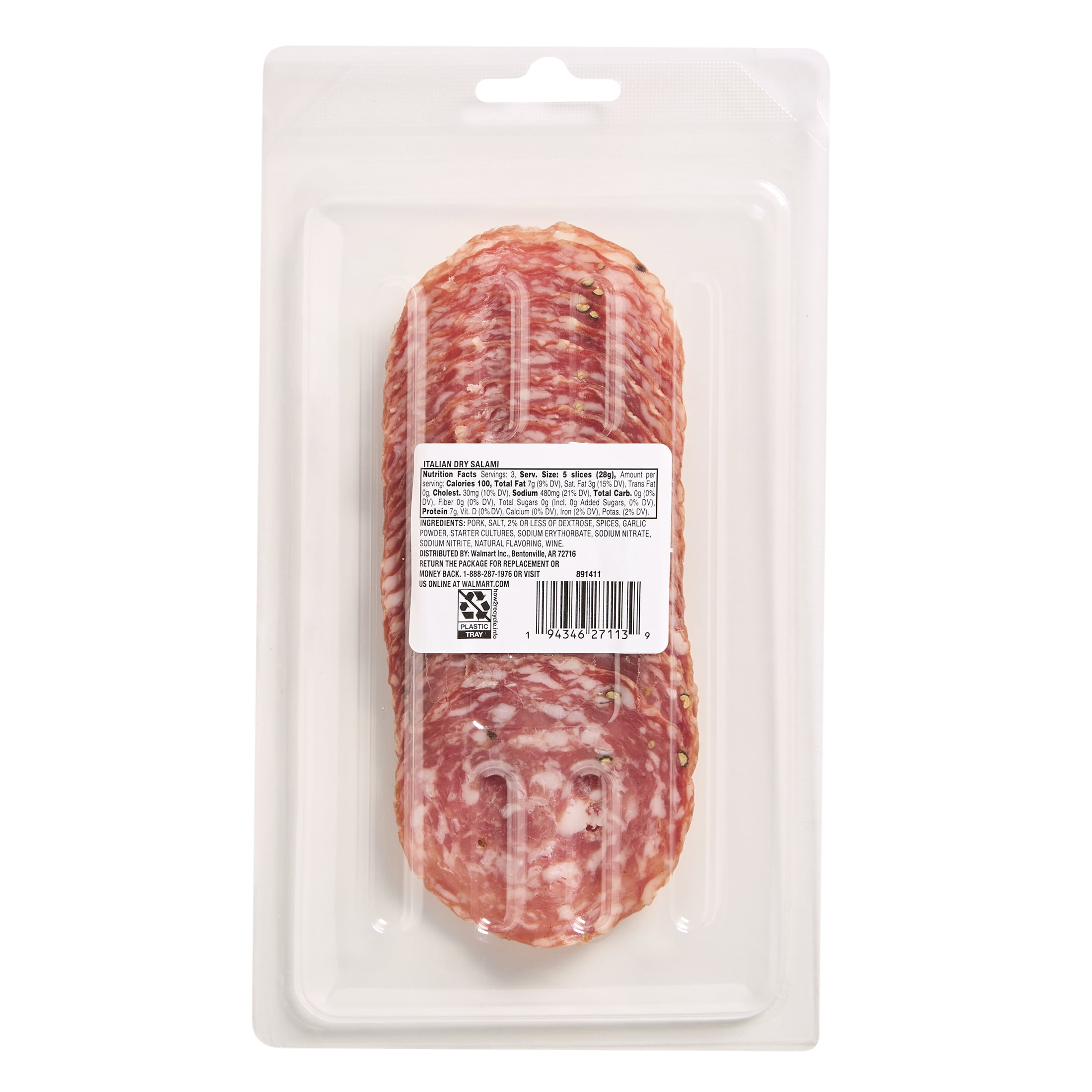 Prima Della Sliced Italian Dry Salami Ready to Eat Sliced Charcuterie, 3 oz Plastic Tray
