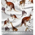thumbnail image 1 of Soimoi White Poly Georgette Fabric Kangaroo & Giraffe Animal Decor Fabric Printed Yard 52 Inch Wide, 1 of 3