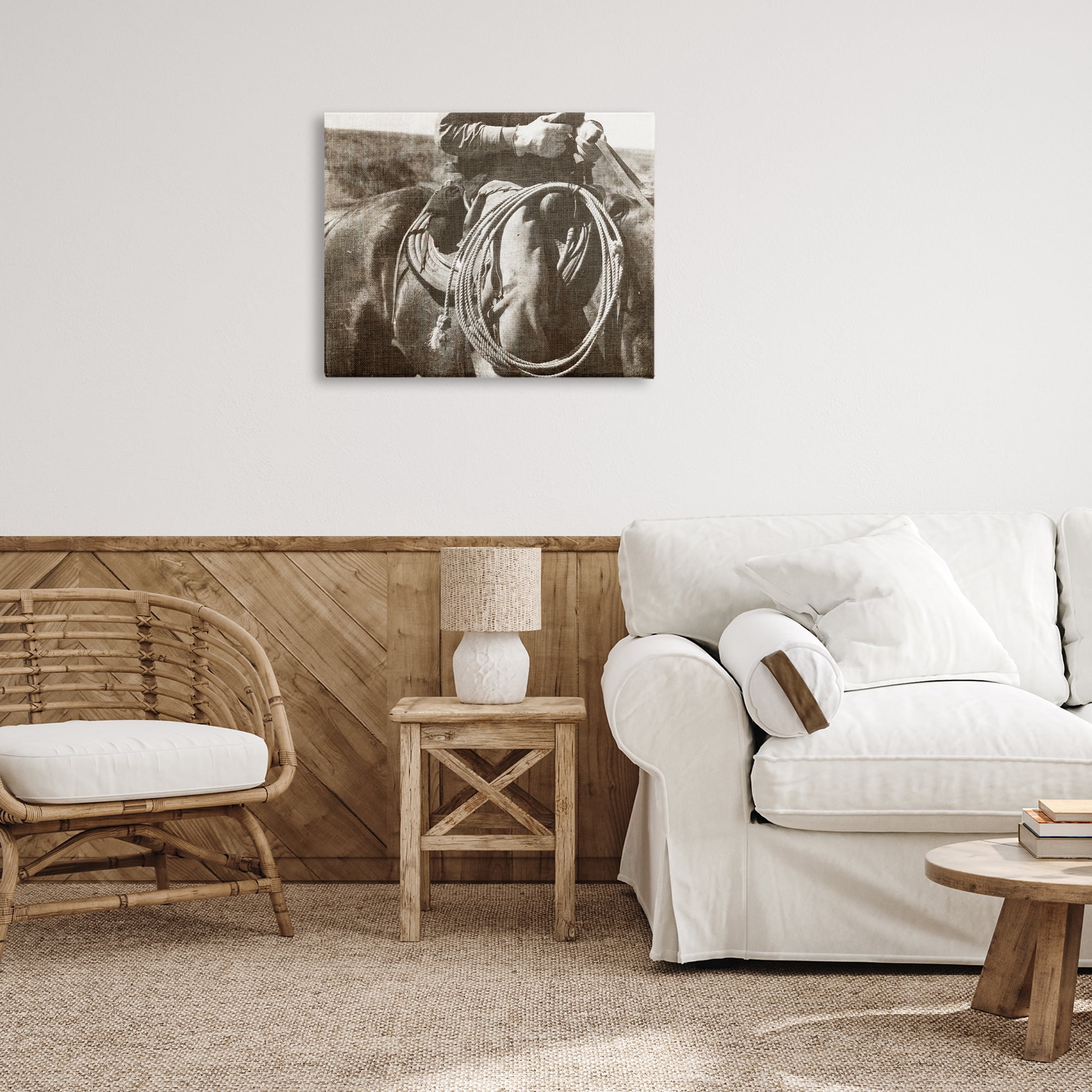 Stupell Industries Cowboy with Lasso Novelty Photography Gallery Wrapped Canvas Art Print Wall Art, 30 x 24