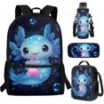 thumbnail image 2 of Yuyamidu Blue Axolotl Kids School Backpack Set, 4 Pieces with Lunch Bag, Pencil Case and Water Bottle Carrier, Large Capacity Backpack for Elementary, Middle School and Travel, 2 of 7