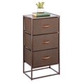 thumbnail image 1 of mDesign Bedside Table with 3 Drawers – Chest of Drawers Made of Fabric, Metal and MDF Wood – Storage System for The Bedroom or Living Room – Espresso Brown, 1 of 7