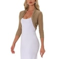 thumbnail image 4 of INSPIRE CHIC Women's Semi Sheer Tops Elegant 3/4 Sleeves Cardigan Bolero Shrug XS Dark Khaki, 4 of 6
